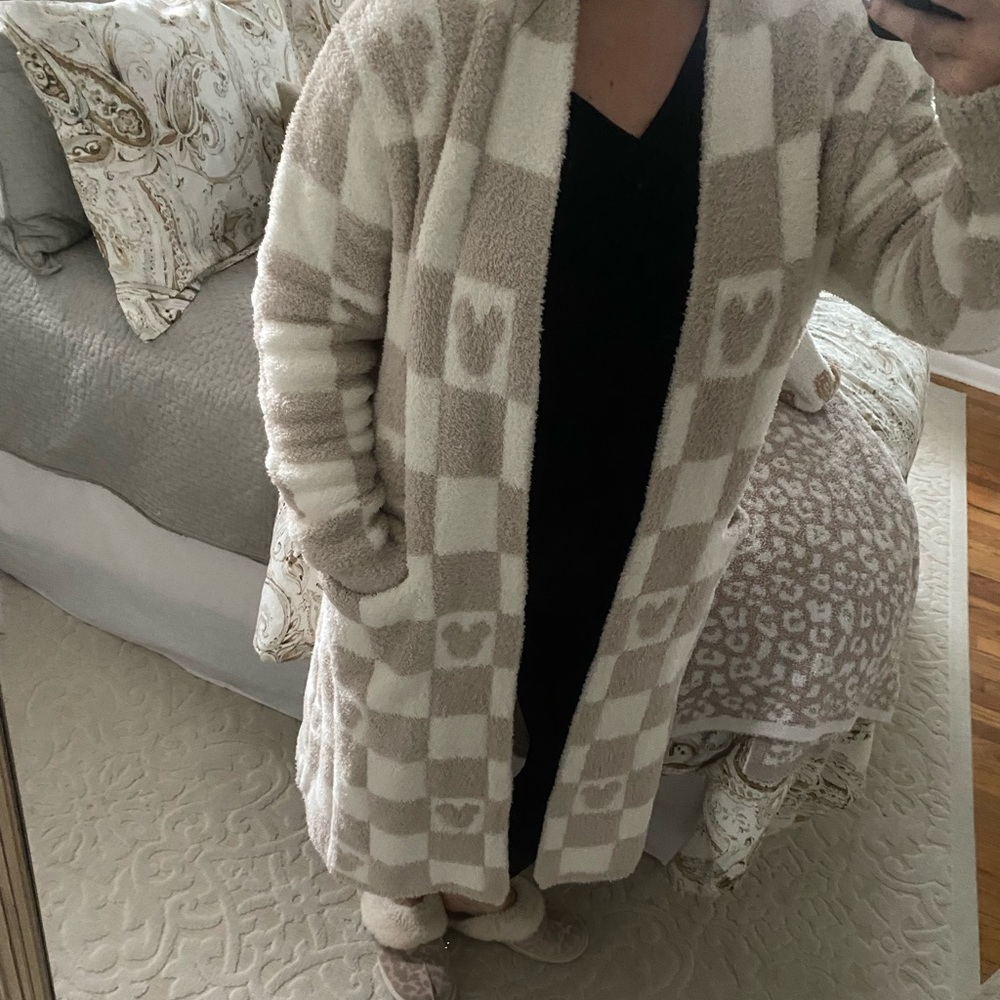 Brand new **barefoot dreams** style sweater, checkered Mickey Mouse patt…